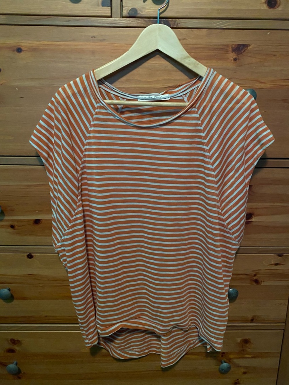 We The Free Orange and White oversized Striped T-shirt size xs